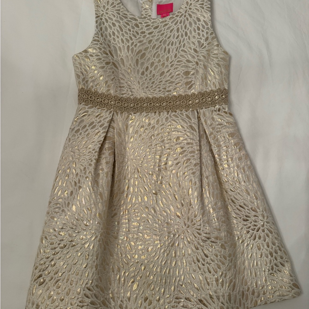 Lilly Pulitzer Mini Franci Cream Dress with Gold Accents